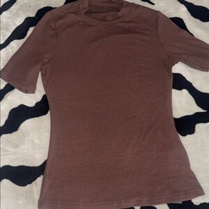 SHEIN Chocolate Brown Short Sleeve Tee